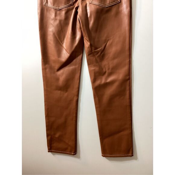 Staud Elliot Brown Faux Leather Pants - Picture 10 of 16